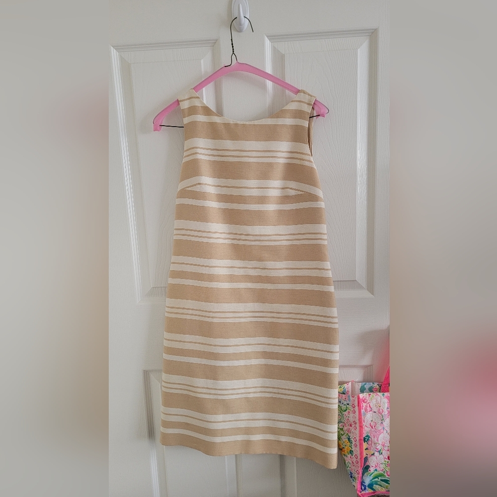 Banana Republic Tan and Cream Striped Boatneck Shift Dress, Size 2 - Picture 15 of 16
